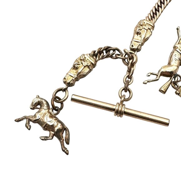 The Best Antique Gold Filled Pocket Watch Chain Horse Equestrian Fobs 51 Grams - Picture 2 of 7